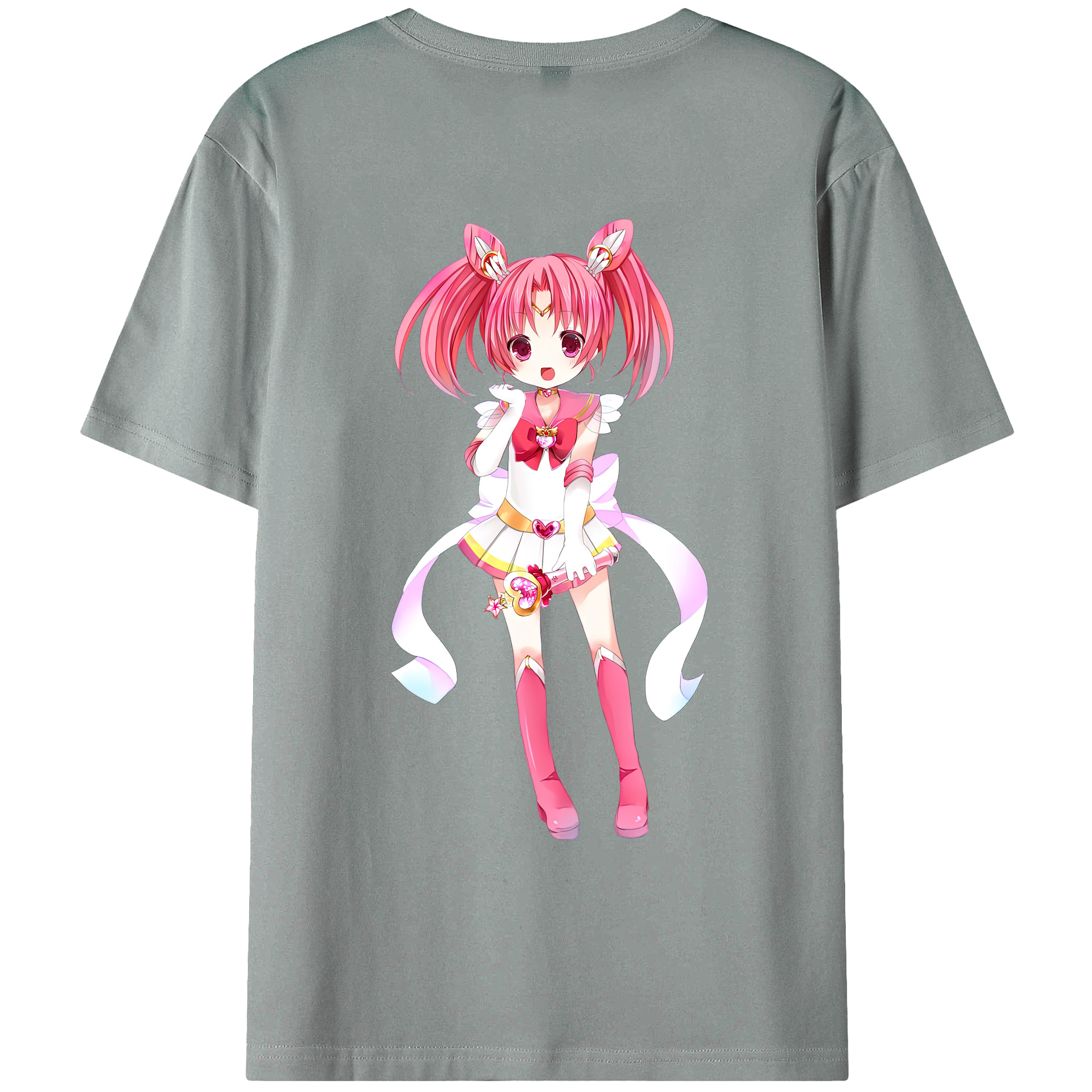 （画像用） 美少女戦士セーラームーン ちびうさ Sailor Moon Chibiusa Tsukino Usagi Small Lady Serenity 綿100％ メンズ半袖Tシャツ（バックプリント） 通気性